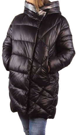 ciepła damska kurtka zimowa długa z kapturem czarna