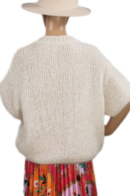 FABBRICATO sweter moherowy damski beżowy tył
